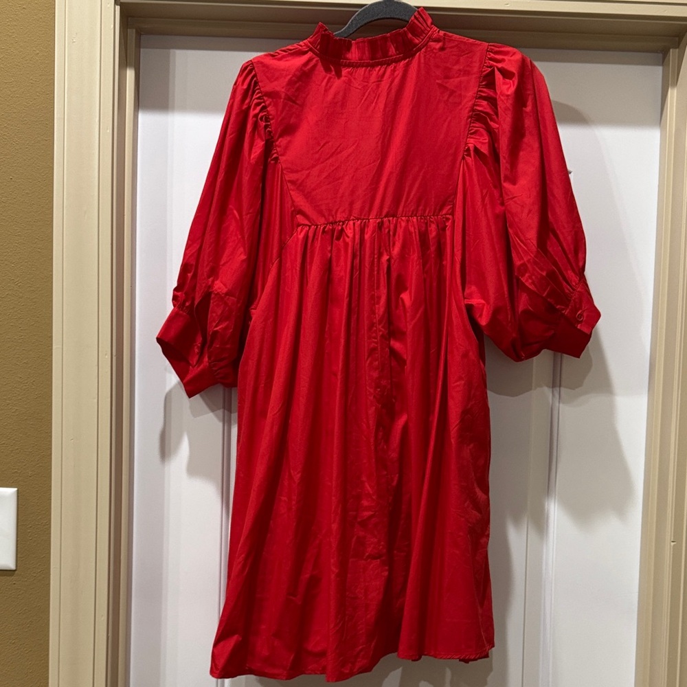 NWOT Red V-Neck Babydoll Dress - Picture 3 of 4